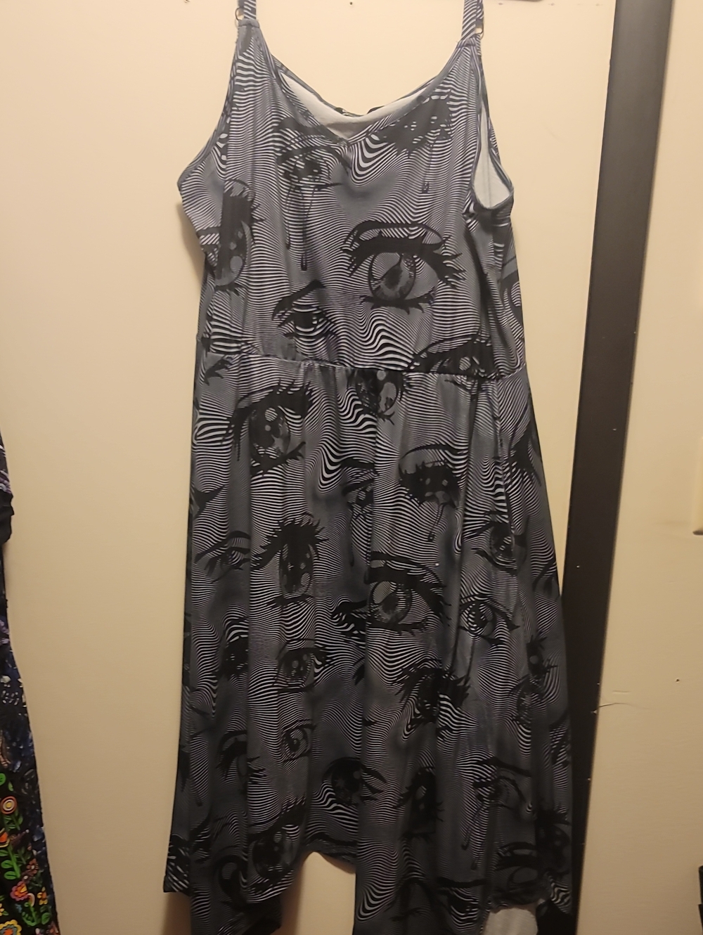 Bloomchic Black & Gray Anime Eye-Print Dress